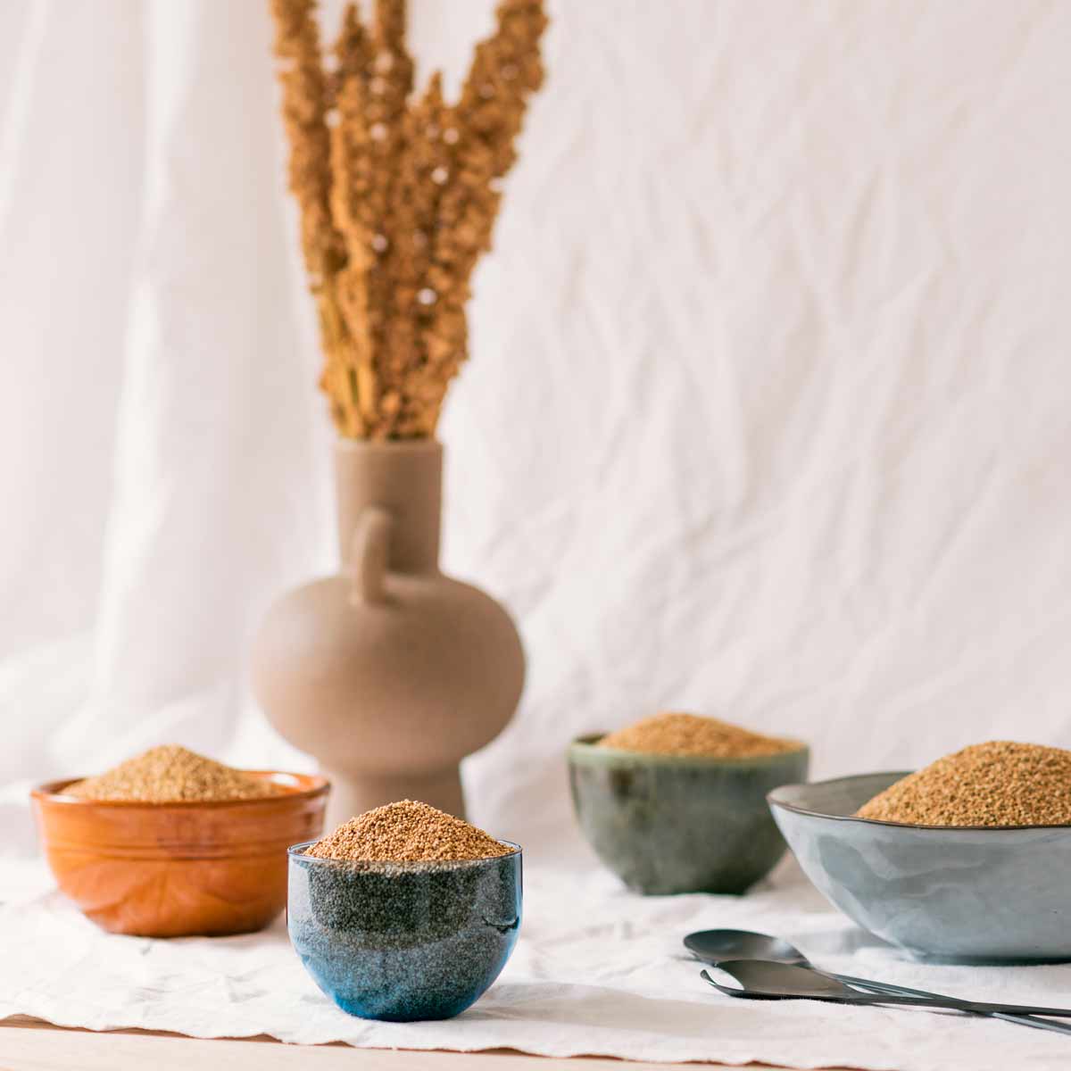 Keramikskåle med quinoa-frø